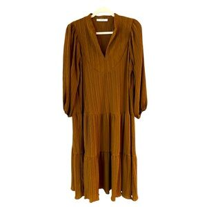 MANGO, size 10, brown, pleated dress